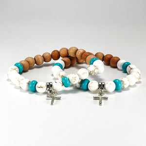 Beachy Aromatherapy Bracelet | Essential Oil Bracelet | Diffuser Bracelet | Turquoise, Magnesite, Rosewood | Stackable | E.O. Blend | Gift Box