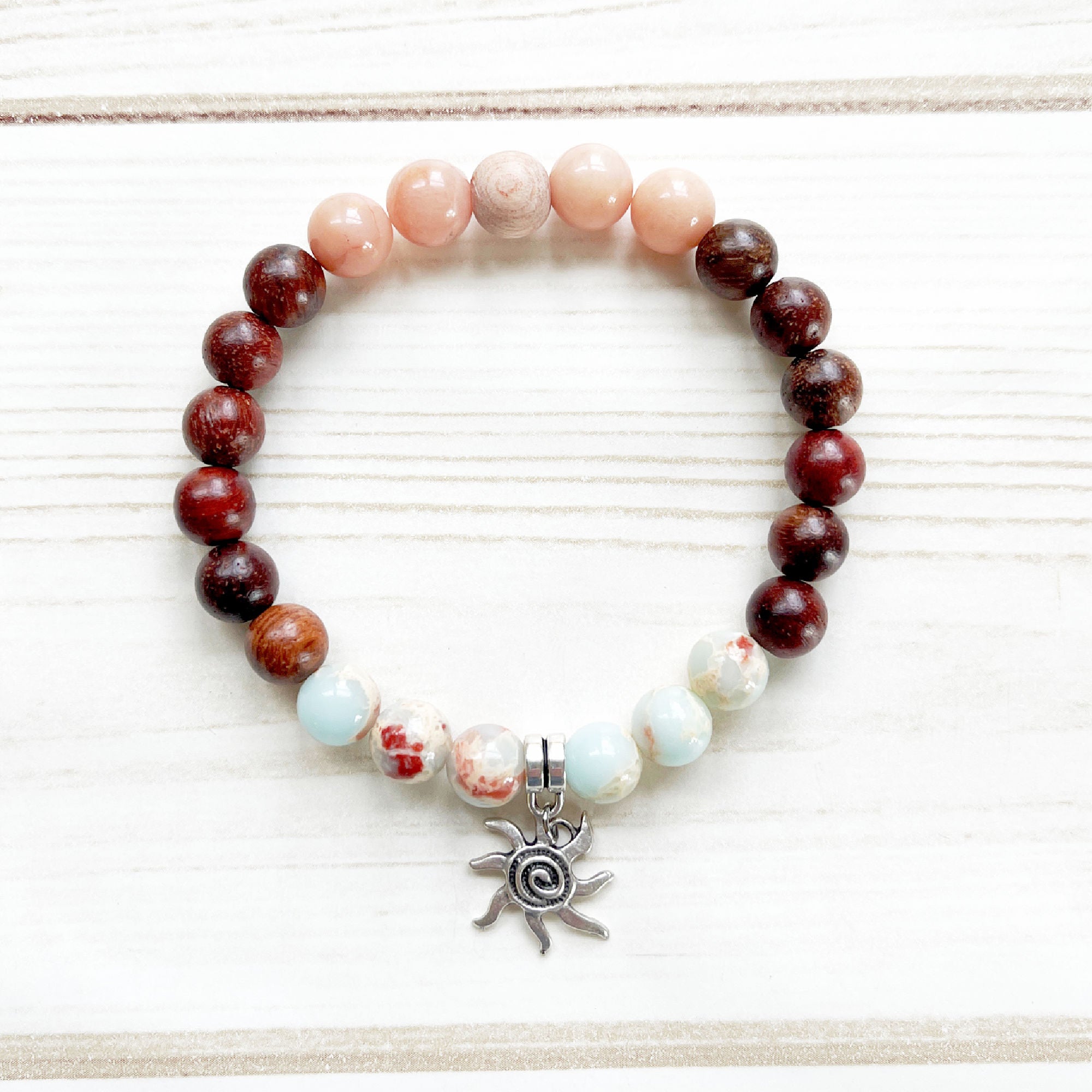 RAINA | Snakeskin Agate+Aventurine+ Rosewood | Essential Oil Aromatherapy Diffuser Bracelet - 7.5" 8mm | Stackable | E.O. Blend | Gift Box