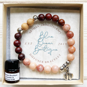 ROSIE | Aventurine+Rosewood | Essential Oil Aromatherapy Diffuser Bracelet - 7.5" 8mm | Stackable | E.O. Blend | Gift Box